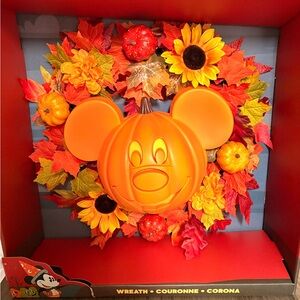 Disney Fall Mickey Mouse Pumpkin Wreath - Orange, Red, Yellow
